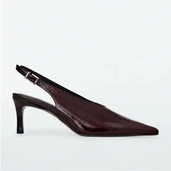 COS Patent Leather Burgundy Heeled Shoes - Picture 1 of 8